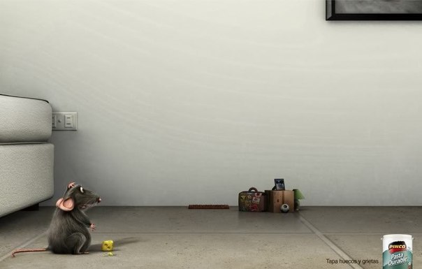 Реклама замазки дыр в стенах Pinco