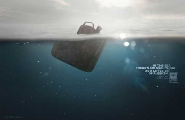 Социальная реклама: "В море нет понятия "немного мусора""