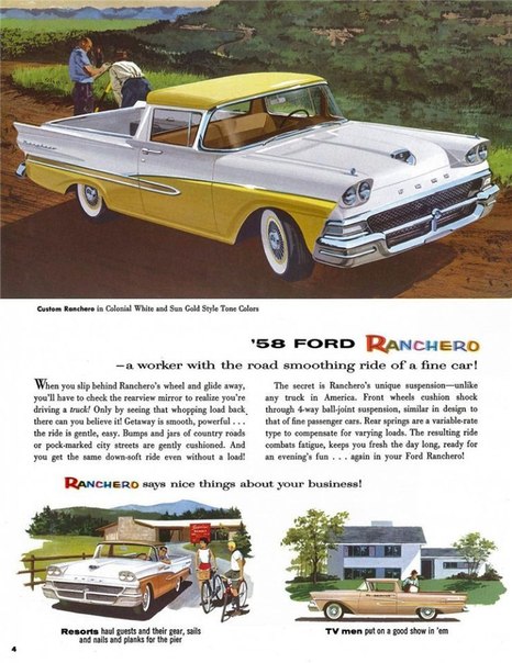 Подборка печатной рекламы Ford Ranchero I поколения (1957-59 м.г.) 