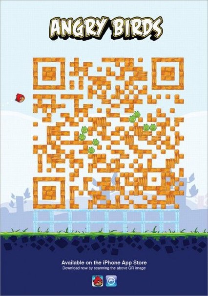 Необычный QR-код с адресом страницы Angry Birds в App Store