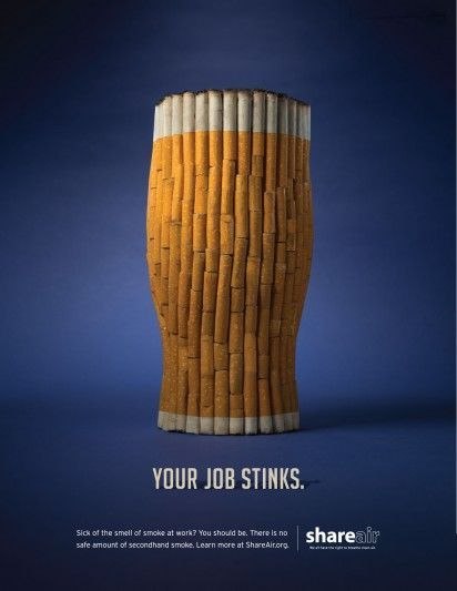 Новая социальная реклама против пассивного курения: "Ваша пища дымится!"
