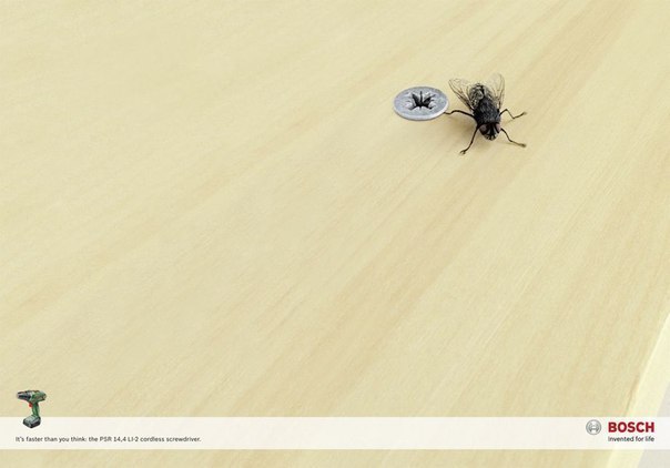 Реклама шуруповёрта Bosch: "Он быстрее, чем вы думаете"