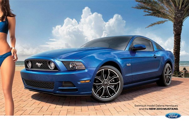 Ford: "Модель Dalena Henriques в бикини и новый 2013 Mustang. Правильное фото"