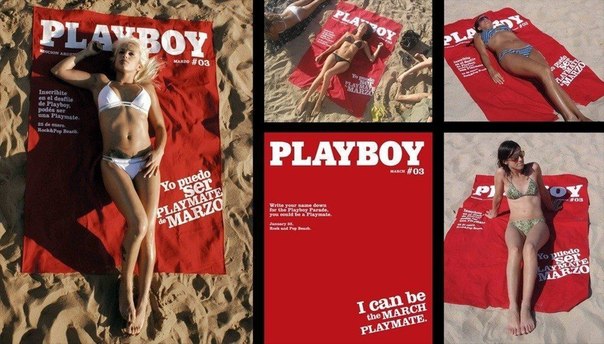 Креативная реклама Playboy на пляже
