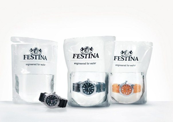 Отличная упаковка швейцарских водонепроницаемых часов Festina
