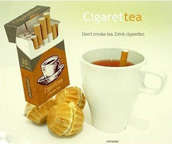Чайные пакетики в виде сигарет: "Не кури чай, пей сигареты"