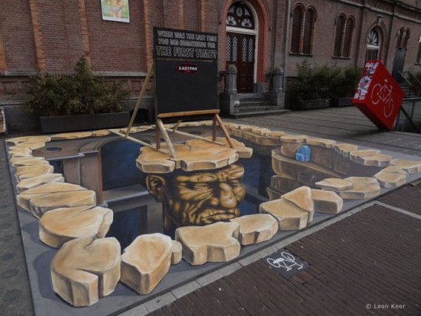 Удивительное 3D граффити на асфальте от датского художника Леона Кира