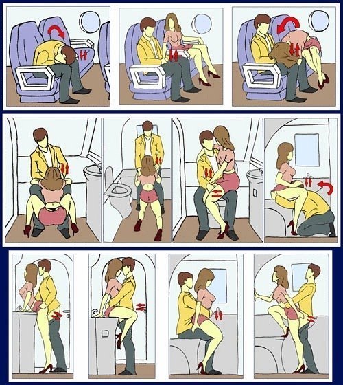 Дополнительные инструкции в кармане каждого кресла,в авиакомпании Air China: "Уважаемые пассажиры занимайтесь любовью правильно, а то вы нам уже все туалеты переломали!"