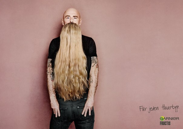 Оригинальная реклама Garnier: "Для любых типов волос"