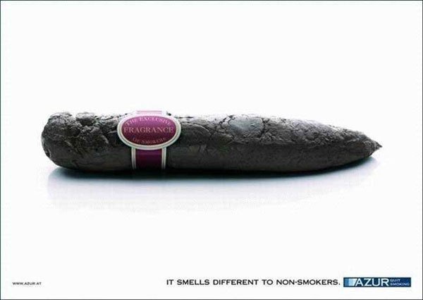 Социальная реклама: "Для некурящих она (сигара) пахнет по-другому..."