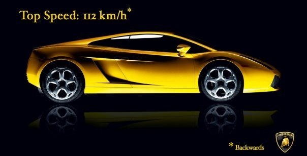 Lamborghini: "Максимальная скорость: 112 км/ч*