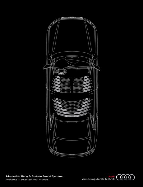 Креативная реклама акустических систем в Audi