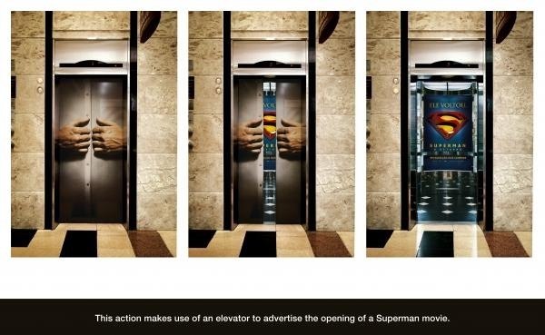 Реклама фильма "Superman" в лифте