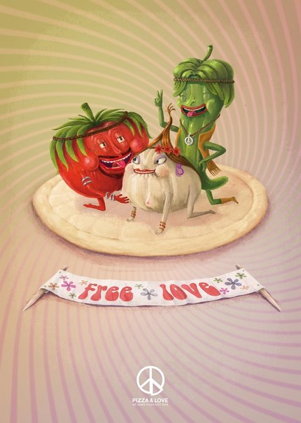 Креативная реклама пиццерии: "Мы делаем пиццу с любовью"
