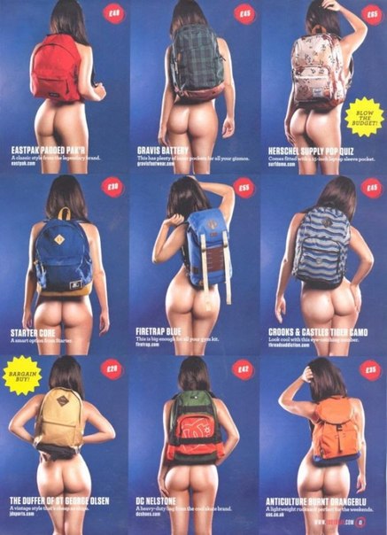 Правильная реклама рюкзаков. Секс продает.
