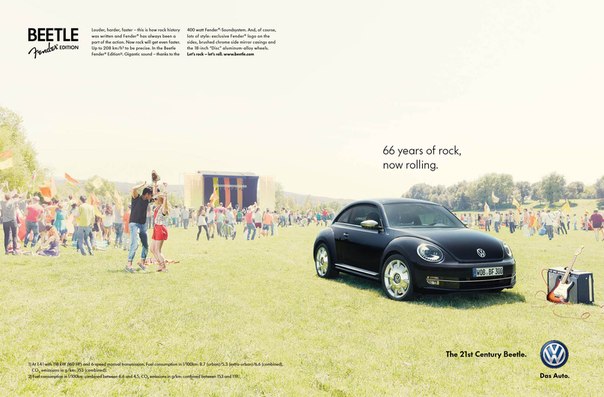 Молодежная реклама VW Beetle: "Живи быстро. Люби сильно. Оставайся молодым"
