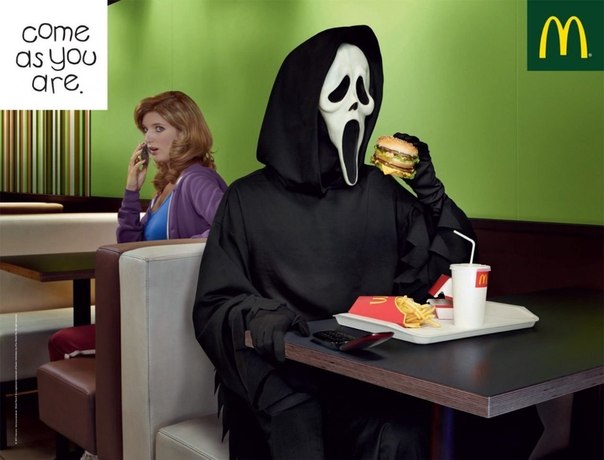 Подборка принтов с популярными медийными персонажами из рекламной кампании McDonald's: "Приходите такими, какие Вы есть"