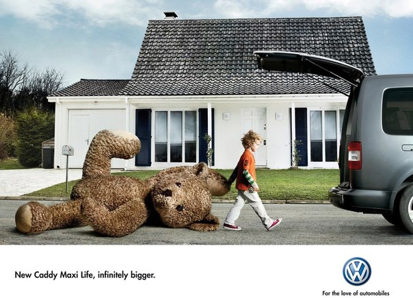 Креативная реклама автомобиля VW Caddy: "Бесконечно вместительный"