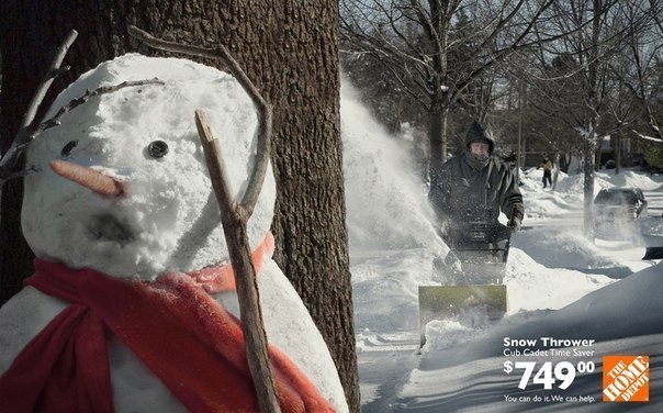 Реклама снегоочистителей. Заставьте своего снеговика бояться ))))))))))))))