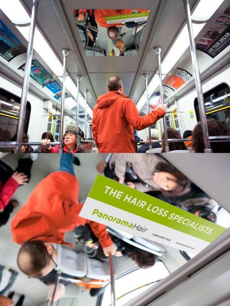 Лучшая реклама от облысения в вагонах метро - зеркало на потолке