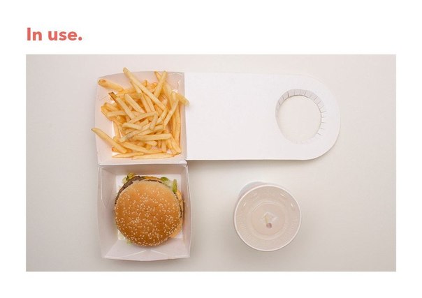 Роберт Бай предложил редизайн упаковки McDonald s. Дизайнер оптимизировал компоненты традиционного комплексного обеда, состоящего из Биг Мака, картошки фри и напитка. В результате получился ланч-бокс "три в одном". 