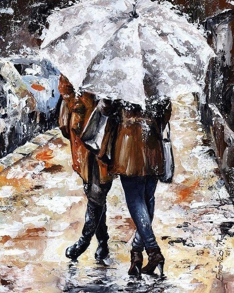 Прогулки под дождем от художника Emerico Toth
