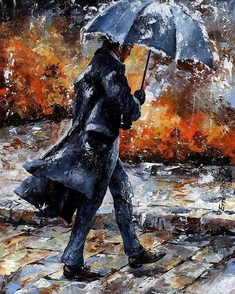 Прогулки под дождем от художника Emerico Toth