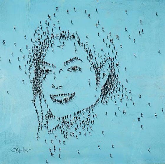 Портреты знаменитых артистов, созданные из сотен людей - арт-проект Крэйга Алана