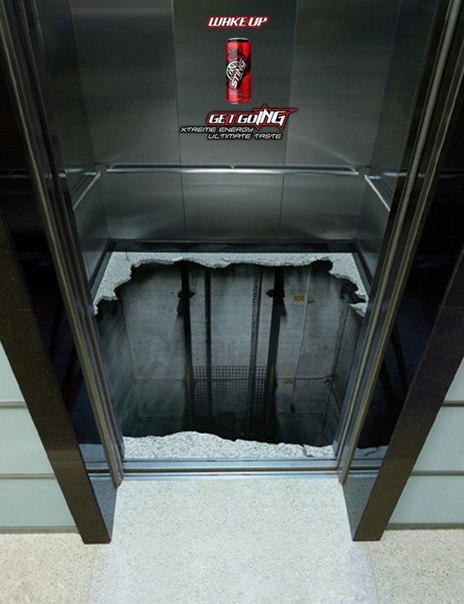 Наклейка на полу в лифте