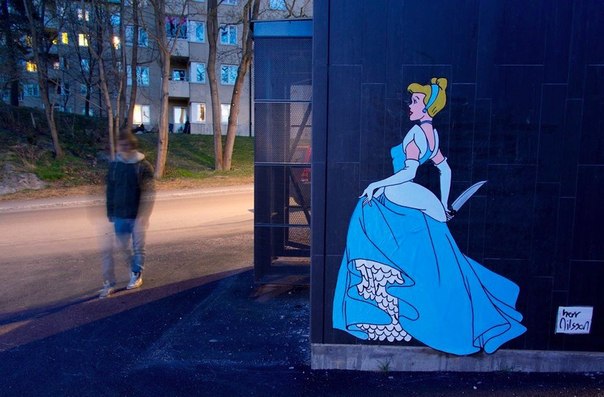 Темные стороны диснеевских принцесс от уличного художника Герра Нильссона