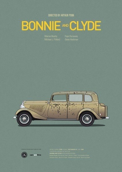 Иллюстратор Хесус Пруденсио создал серию плакатов культовых кино, посвященную автомобилям