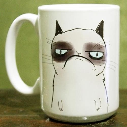 Чашка с недовольным котом для утра