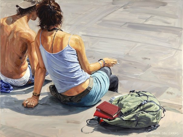 Девушки в картинах Микеле Де Кампо. Этот молодой художник работает исключительно в постановочном уличном жанре реализма, пишет с фотографий