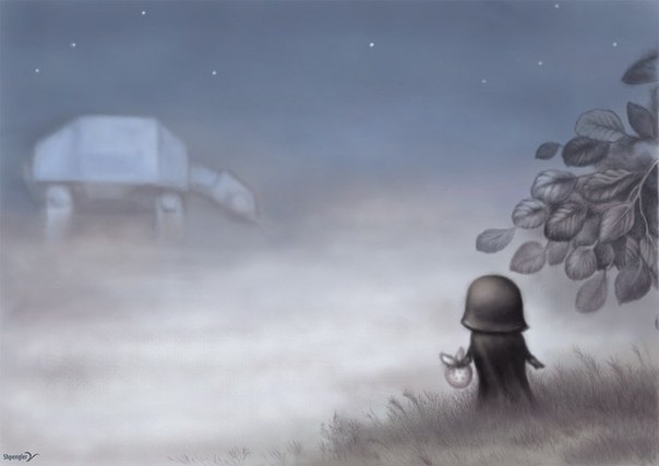 Серия иллюстраций "Дарт Вейдер в тумане" от shpengler-v