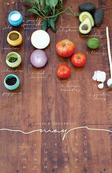 Стильный календарь с рецептами от компании Лиз Карвер Дизайн 