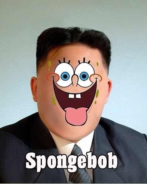 Ким Чен Ын с лицами главных героев сериала "Sponge Bob Square Pants"