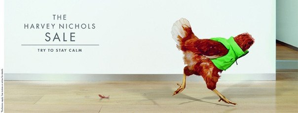 Британский ритейлер Harvey Nichols призывает не быть безголовыми курицами и сохранять спокойствие на распродажах