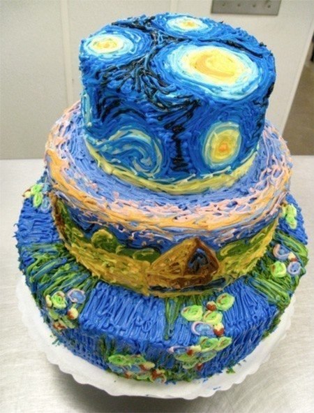 Торт в стиле звездной ночи Ван Гога