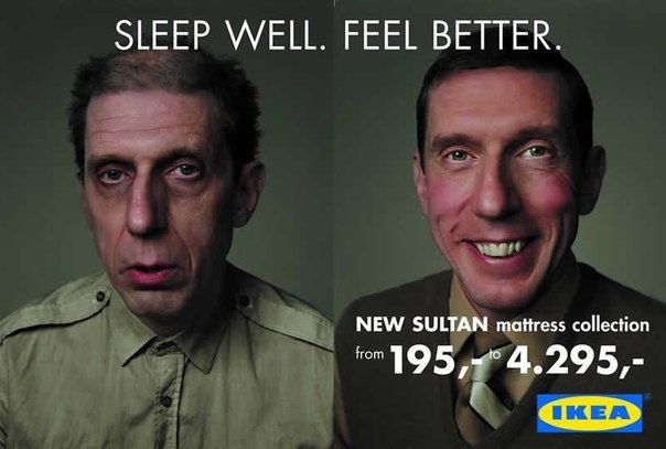 Реклама матрасов в IKEA: "Спите хорошо"