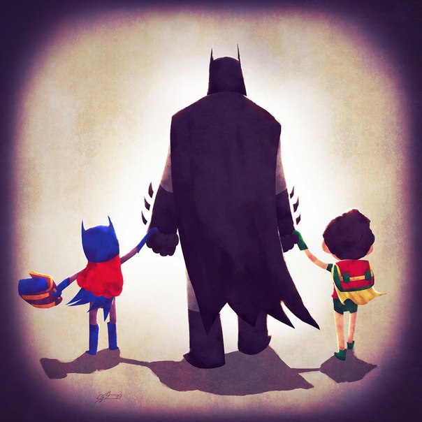 Супергерои и их дети в иллюстрациях
