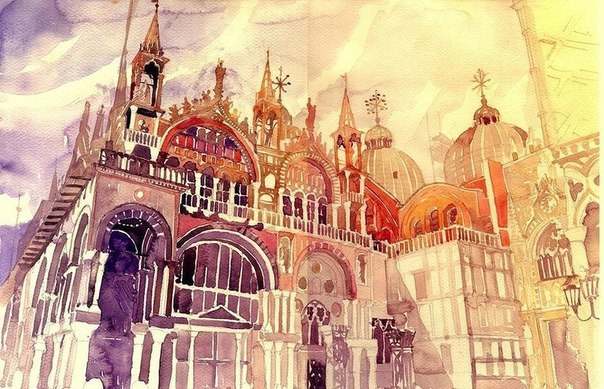 Художница Maja Wrońska из Польши рисует акварелью прекрасные сцены Парижа, Венеции и Праги
