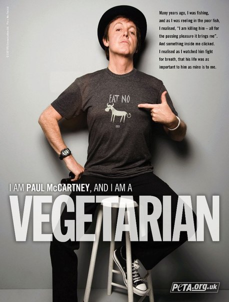 Сэр Пол Маккартни в культовой пропаганде вегетарианства от PETA