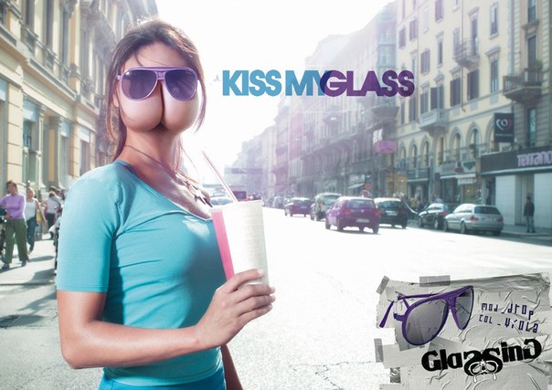 Реклама очков Glassing обыграла выражение «поцелуй меня в попу»