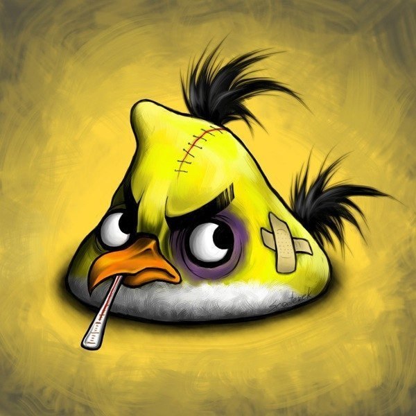 Пострадавшие птицы «Angry Birds» после драки в серии иллюстраций Scooterek