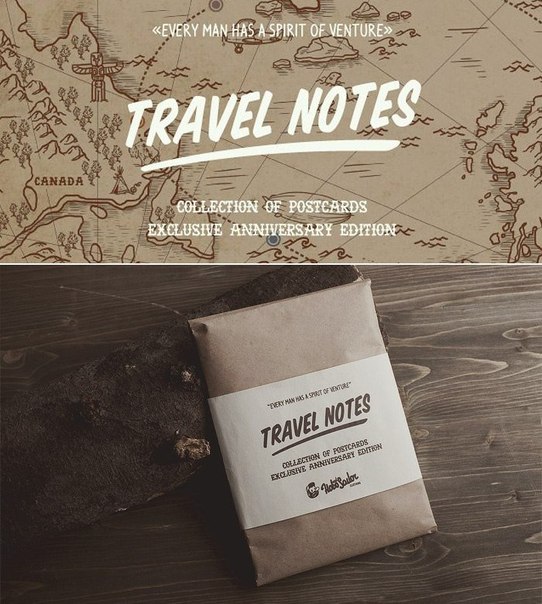 Набор из 7 винтажных открыток Travel notes, созданный иллюстраторами Hobo and Sailor