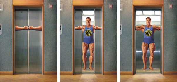 Оригинальная реклама в лифте 