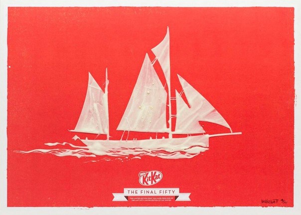 Замечательные рекламные принты Kit Kat, созданные вручную из белого шоколада