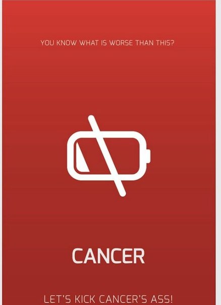 Постеры графического дизайнера Байрона Галана, иллюстрирующие ничтожность небольших жизненных неурядиц по сравнению со страшной болезнью -  раком.