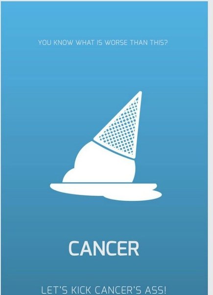 Постеры графического дизайнера Байрона Галана, иллюстрирующие ничтожность небольших жизненных неурядиц по сравнению со страшной болезнью -  раком.