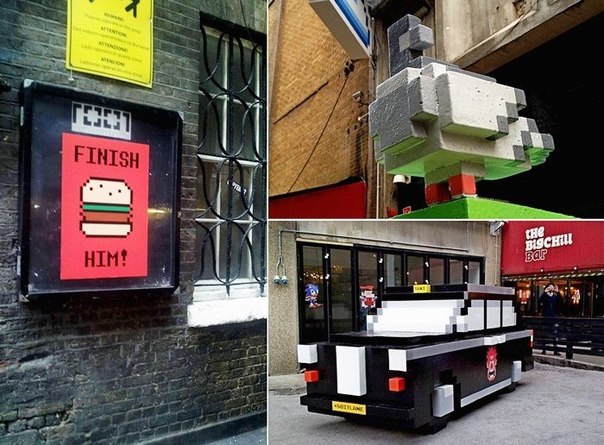 Уличный арт-проект "8 Bit Lane" от агентства Fold7  на улице Лондона.